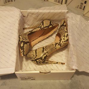 Aldo Cassedy Women's Size 7 Gray/Beige Snakeskin Leather Stiletto Pumps